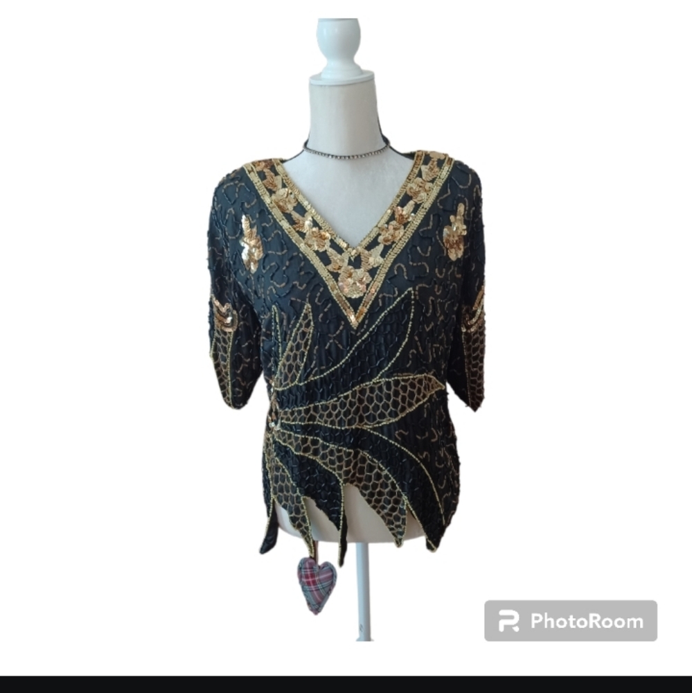 Vintage Blouse shirt top sequin